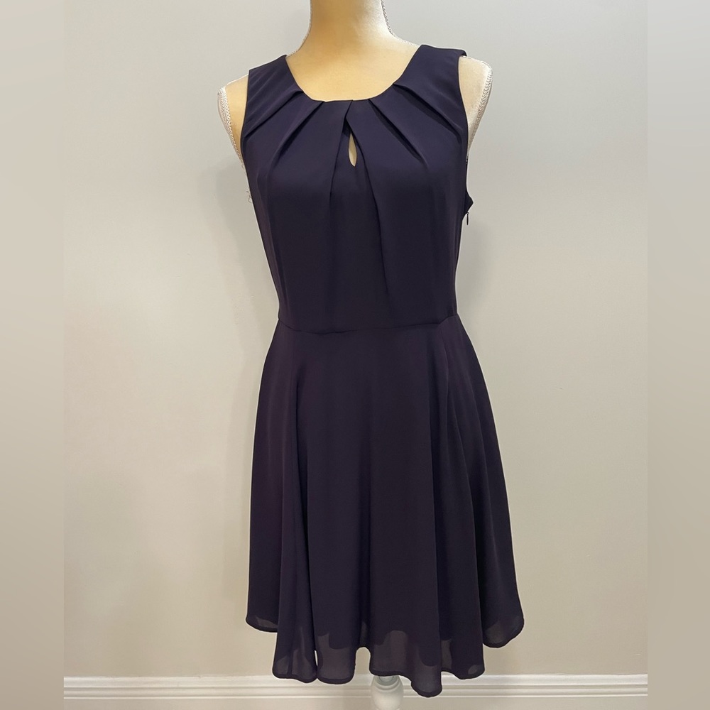 Express Purple Keyhole Pleated Dress